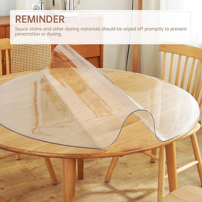Warmstar Clear Table Protector 2mm Thick, Dia.30 Inch Round Clear Table Cover Protector, Plastic Table Cover, Clear Desk Mat Desk Pad, Desk Protector Mat for Coffee Table, Writing Desk, Dining Room