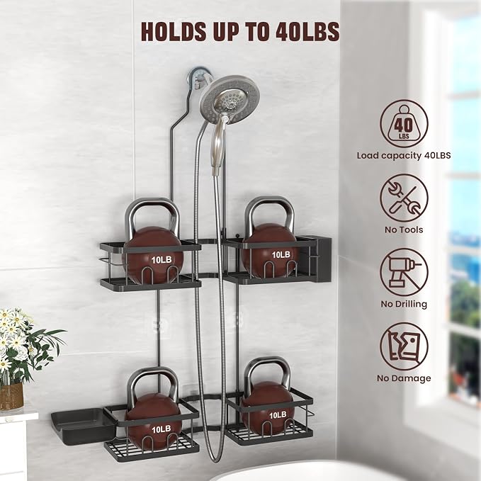 REINHARDT Adjustable Shower Caddy Hanging - Image 3