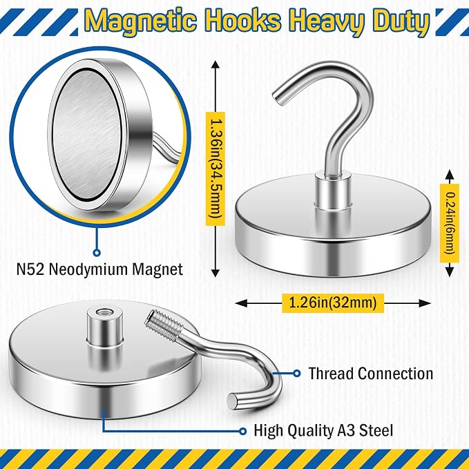 FINDMAG 6 Pack Magnet Hooks, 110LB+ Cruise Magnetic Hooks - Image 6
