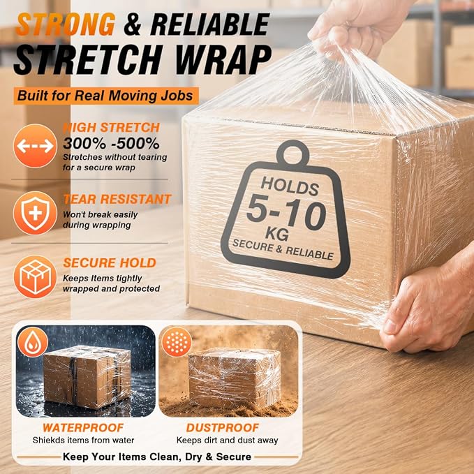 Stretch Film Shrink Wrap Flexible Moving Kit x 1000 Ft - Image 2