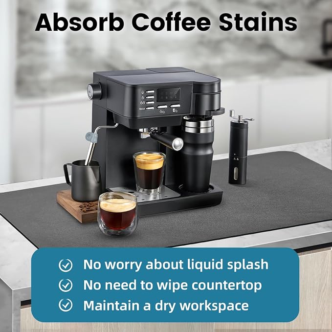 PoYang 31.5x17 Inch Coffee Mat, Extra Large Dish Drying Mat, Stain-Hiding - Image 8