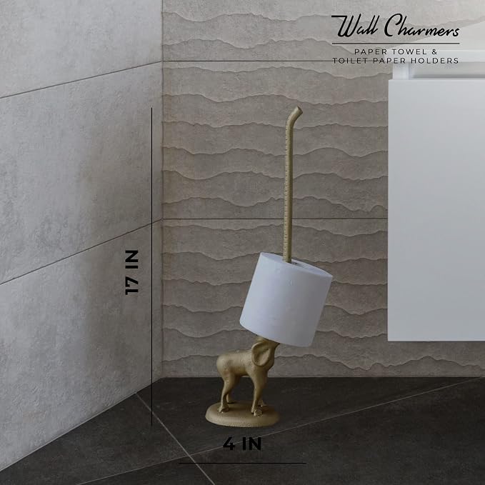 WallCharmers Gold Paper Towel Holder, Metal Toilet or Kitchen Paper Holder - Image 6