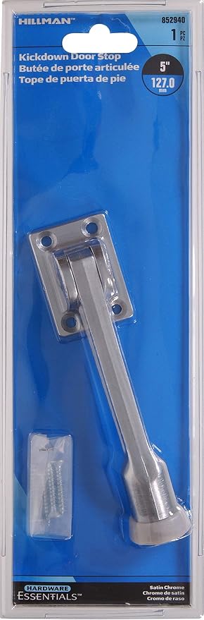 Hillman 852940 5" Kickdown Door Stop- Satin Chrome 2-Pack - Image 2