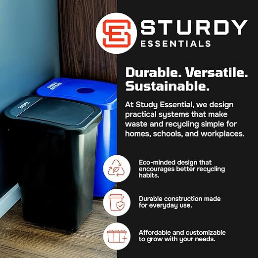 City Box 7 Gallon Four Bin Station for Trash and Recycling with Lids for Residential, Business, and Commercial Recycling - NYC Compliant (Four Bin Cans Paper Organics Waste)