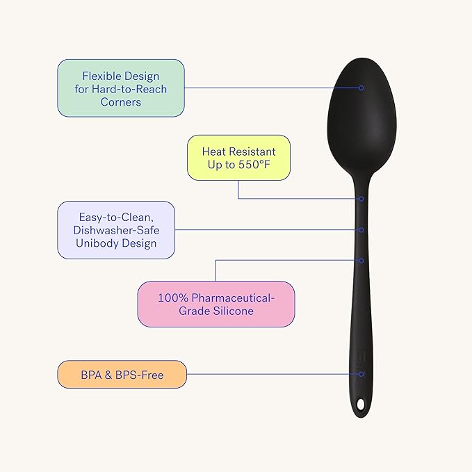 GIR: Get It Right Silicone Spoon, High Heat Resistant Kitchen Tool - Non toxic cooking utensils for Nonstick Cookware, Cooking, Baking and Mixing, Perforated - 13IN, Red