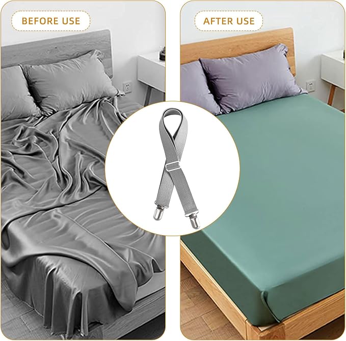 4Pcs Adjustable Bed Sheet Straps Clips, Elastic Mattress Sheet Fasteners Holder - Image 3