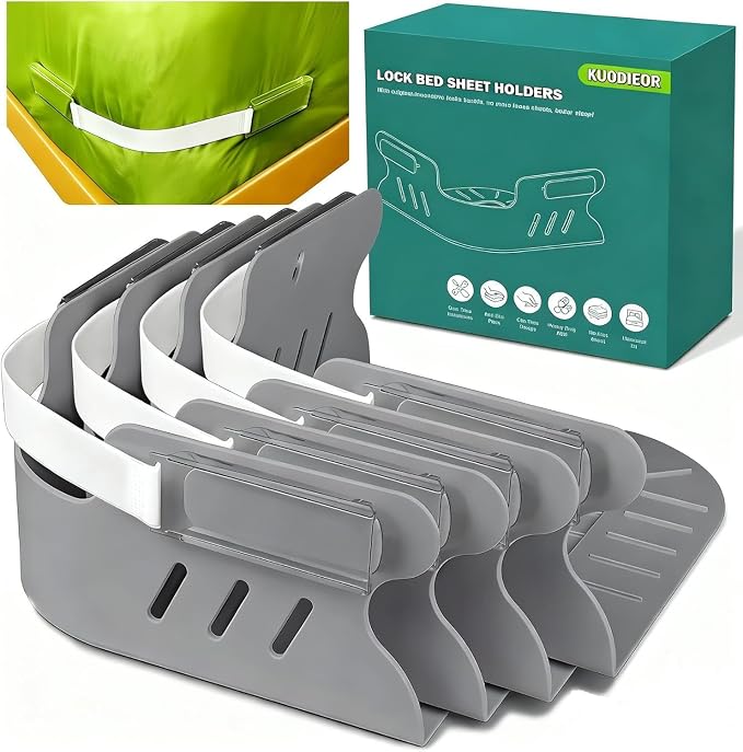 Bed Sheet Holders for Corners, Heavy Duty Fitted Sheet Holder by KUODIEOR