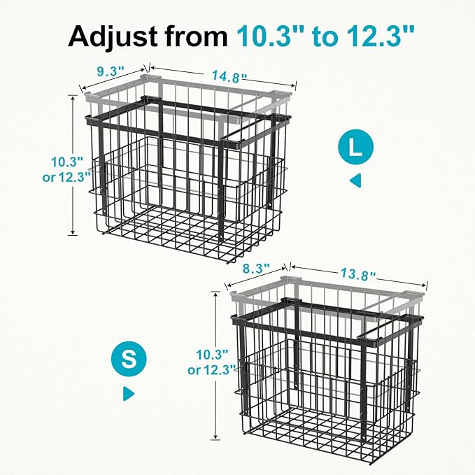 iSPECLE Deep Freezer Organizer Bins - 4 Pack Large Adjustable Freezer Organizer Bins for 5 to 7 Cu.Ft Chest Freezer, Stackable No Wasted Space, Easily Access Pizza (≤12") without Digging, Black