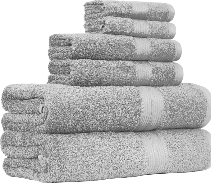 Amazon Basics 6-Piece Fade-Resistant 100% Cotton Towel Set by AmazonBasics