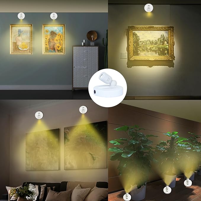 LED Spotlight, Battery Operated Spotlights with Remote, Up Lighting for Indoor Plants, Dimmable Tree Spotlight, Picture Lights for Wall Art Display Dartboard Painting Artwork Accent Frames