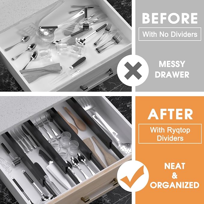 Bamboo Drawer Dividers, Adjustable Drawer Organizers, Fits 17.6–21" Drawers | - Image 2