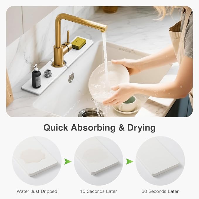 Premium Stone Faucet Mat for Kitchen Sink, Sink Splash Guard Tray for Prevents - Image 3