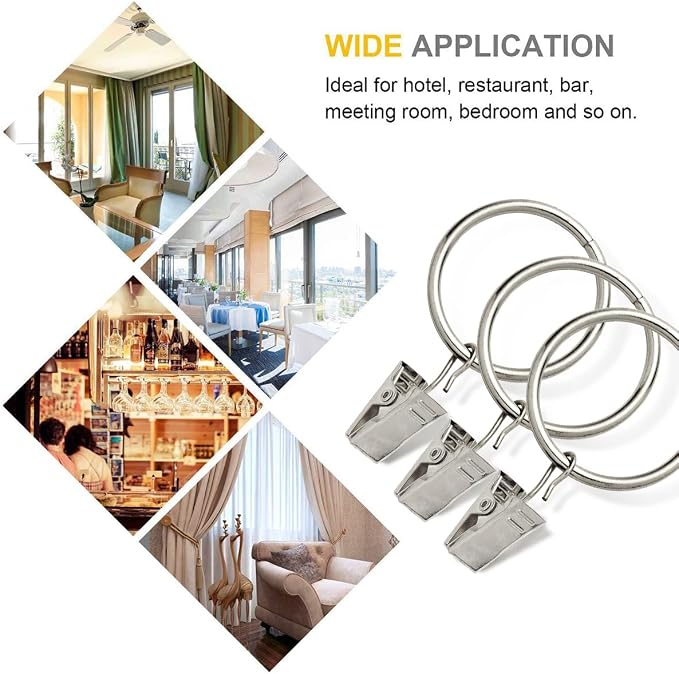 40 Pack Rings Curtain Clips Rustproof Metal Window Drapery Decorative Clips - Image 5