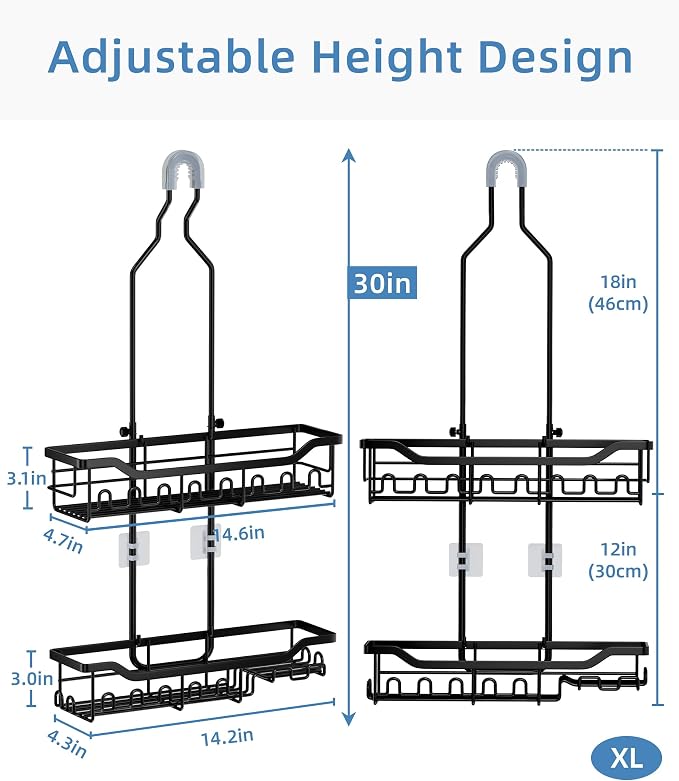 Shower Caddy Hanging Organizer, Extra Large Rack Over Showerhead - Image 2