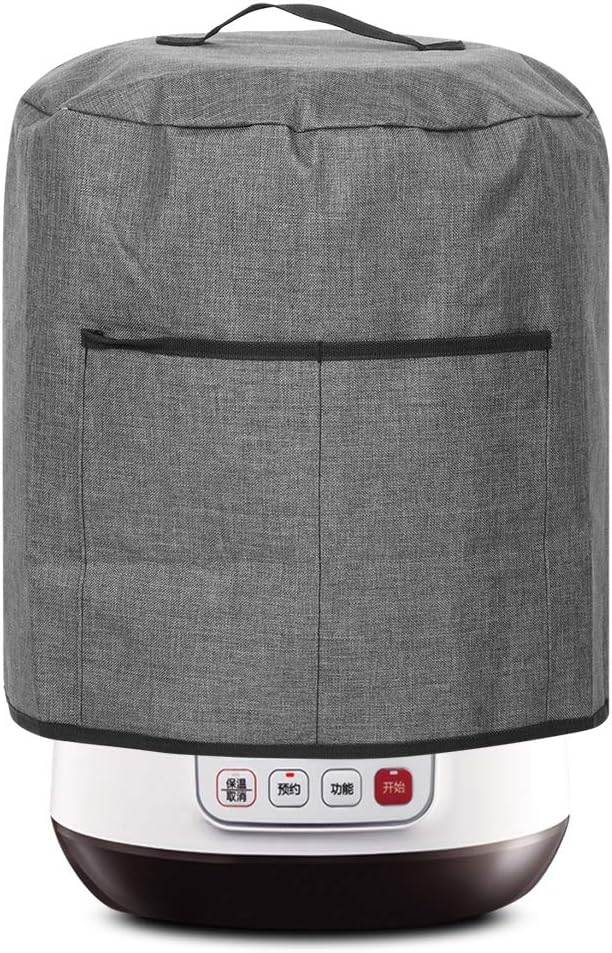 Air Fryer Cover Dust Cover, Round Protective Cover Bag Small Household Appliance Dust Cover with 2 Pocket and Handle for Electric Pressure/Rice Cooker, 38x38.7cm/15x15.2in(Black)