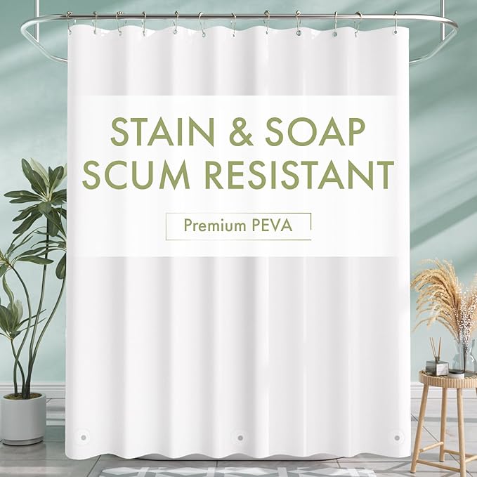 AmazerBath Long Shower Curtain Liner, 72x78 Plastic White Shower Curtain Liner by AmazerBath