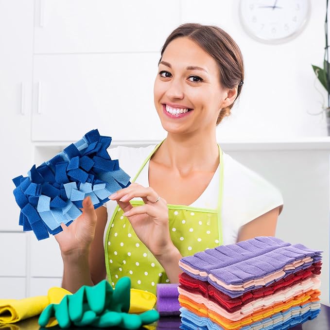 Zubebe 12 Pcs Reusable Duster Refills Fleece, Colorful | Soft Polyester Fiber - Image 6