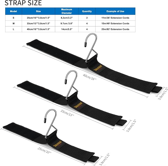 Trilancer Heavy Duty Storage Straps, Cord Organizer and Hanger | Hook-and-Loop - Image 3
