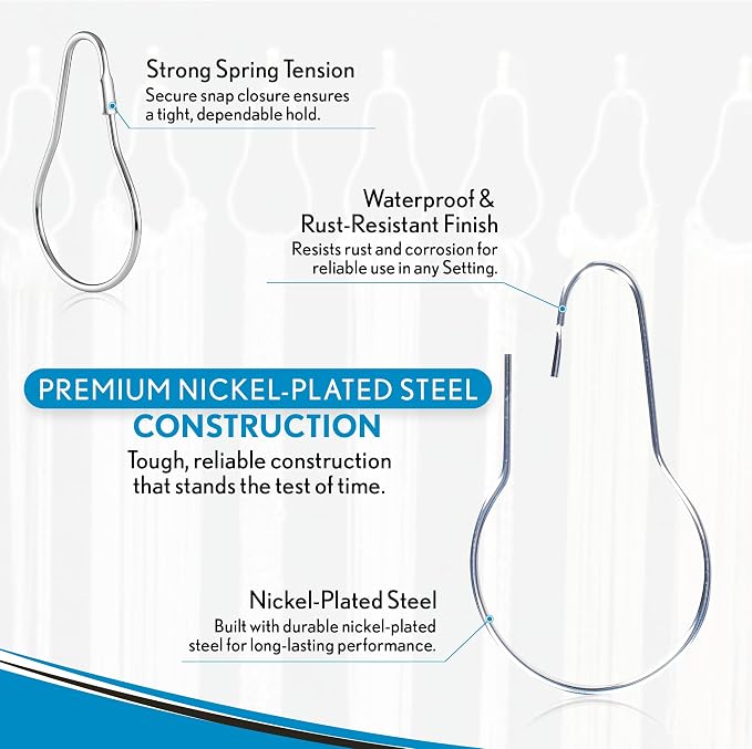 100 Pack Shower Curtain Hooks, 2.5" Metal Shower Curtain Rings, Made of Rust - Image 7