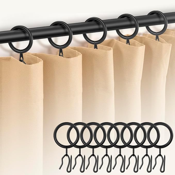 60Pcs 30mm Internal Diameter Curtain Rings and Curtain Drapery Pin Hooks | by Dpyrrhic