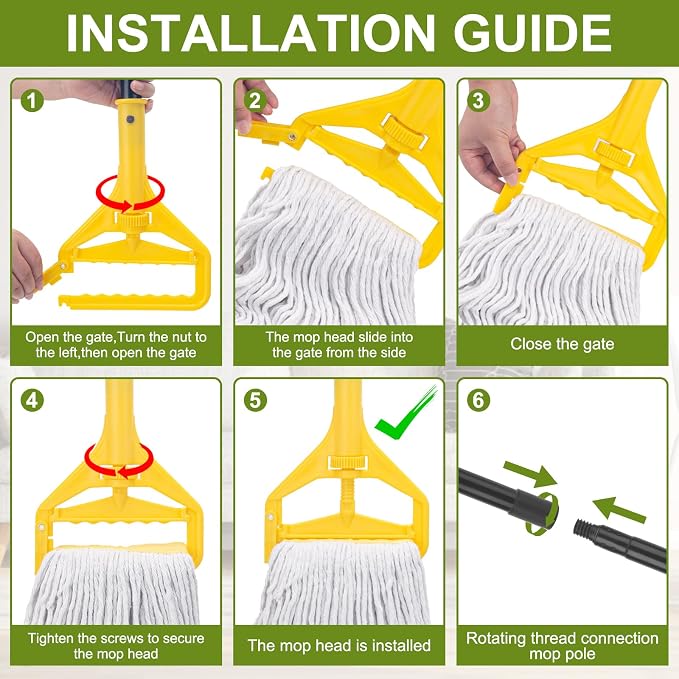 KeFanta 2 Pack Commercial Mop Heavy Duty, Industrial String Cotton Wet Mops - Image 7