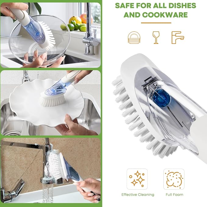 RIMAY Soap Dispensing Dish Brush Set - Image 4
