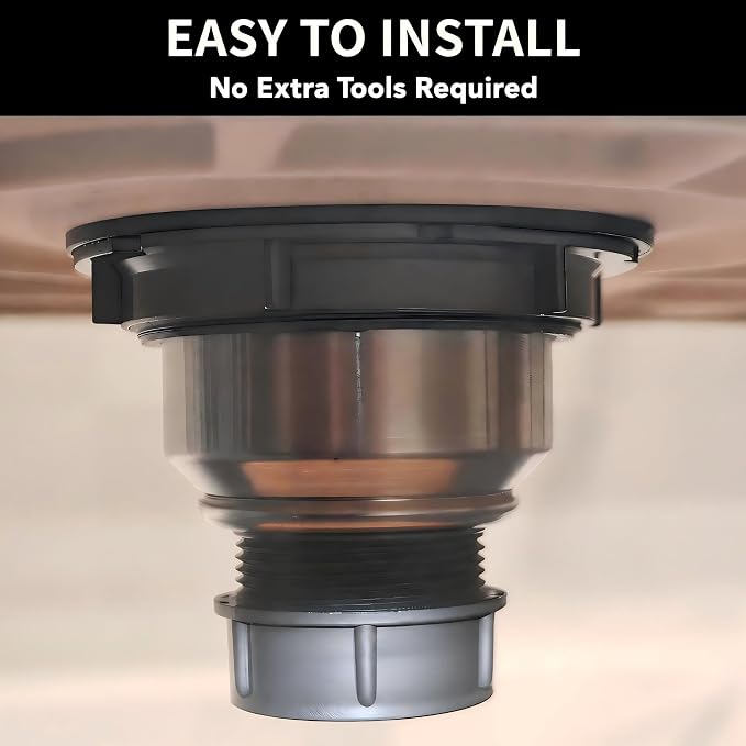 Kitchen Sink Drain Assembly Kit, 3-1/2 Inch Brushed 304 Stainless Steel Basket - Image 8