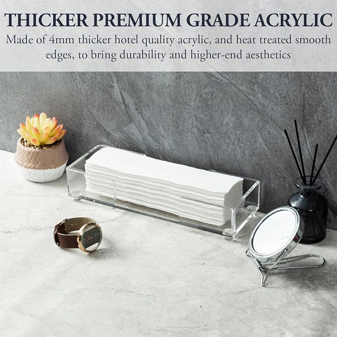 MyGift Clear Acrylic Z-Fold Paper Towel Holder Dispenser Tray, Countertop - Image 2