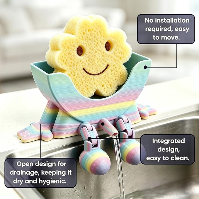 Creative Drainage Sponge Holder: Traceless Glue, 3D Printed Funny Kitchen Sink - Image 2