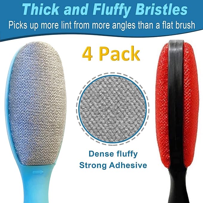 4Pack 2Colors Lint Brush for Clothes Furniture Couch, Lint Brush Pet Hair - Image 7