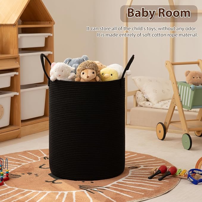OIAHOMY 100L Nursery Hamper Laundry Basket Laundry Hamper Black - Image 3