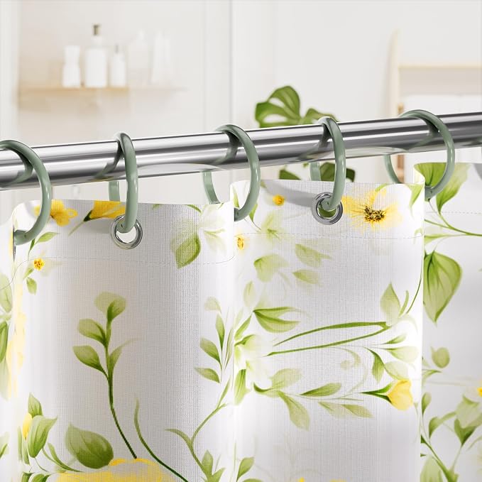 Amazer Plastic Shower Curtain Rings, O Shape Sage Green Shower Curtain Hooks - Image 8