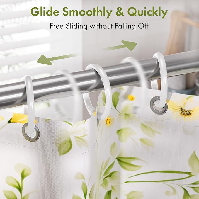 Amazer Plastic Shower Curtain Rings, O Shape Wihte Shower Curtain Hooks Rings - Image 5