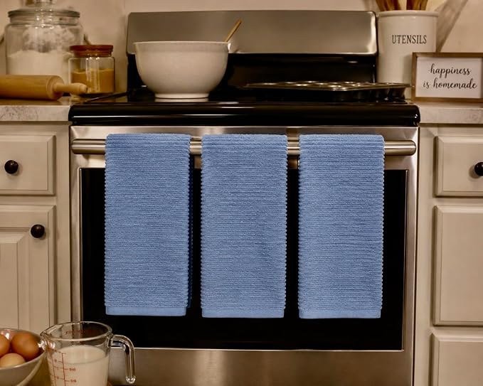 Serafina Home Chambray Denim Blue Kitchen Hand Dish Towels, 100% Cotton - Image 5