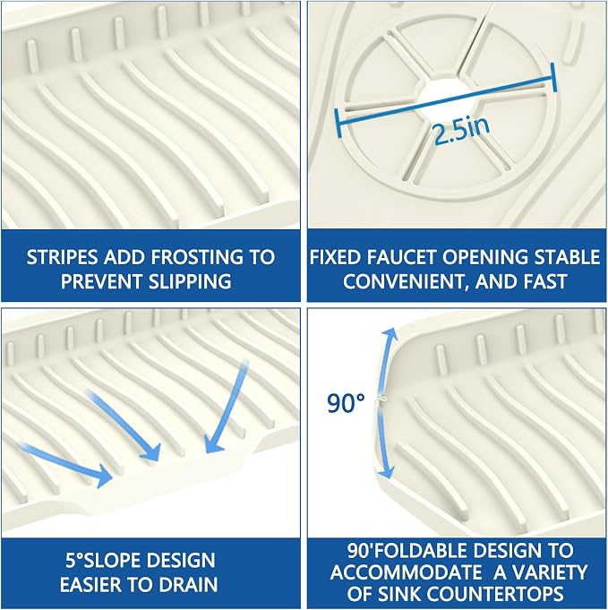 Kitchen Sink Splash Guard Gen2-30" x 6'' Silicone Sink Mat Splash Guard fit - Image 7