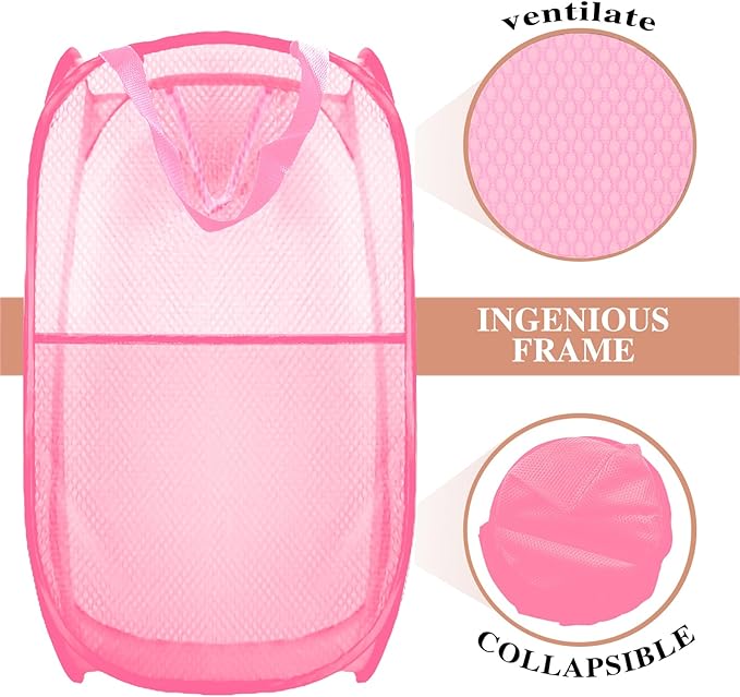 Collapsible Pop Up Laundry Hamper, Extra Large Mesh Foldable Laundry Basket - Image 4