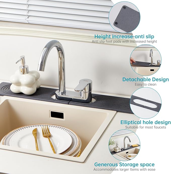 Stone Faucet Mat for Kitchen Sink Oval Hole Bathroom sink splash guard | - Image 4