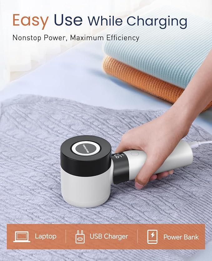 BEAUTURAL Fabric Shaver and Lint Remover, Rechargeable Sweater Defuzzer | LED - Image 6