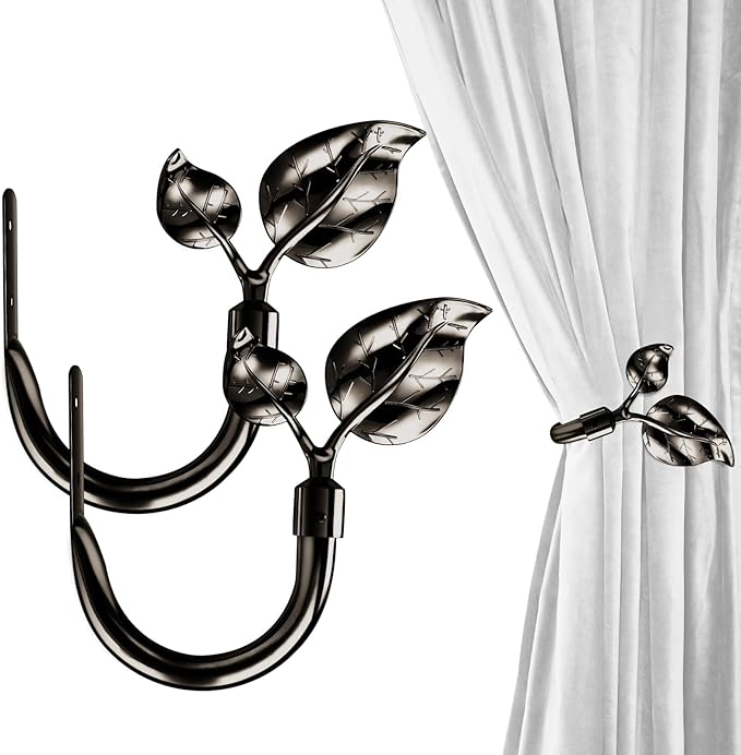 HIKMLK Leaf Shaped Curtain Tieback Holdbacks 2pcs, Handmade Metal Curtain Side by HIKMLK
