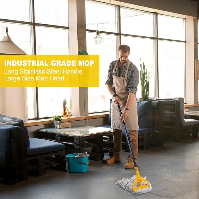 Commercial Mop with 3 Large Replacement Heads, Heavy Duty Industrial Mops - Image 7