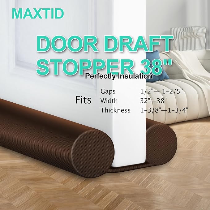 MAXTID Brown Door Draft Stoppers, Adjustable 32"-38", Double Sided, Insulation - Image 4