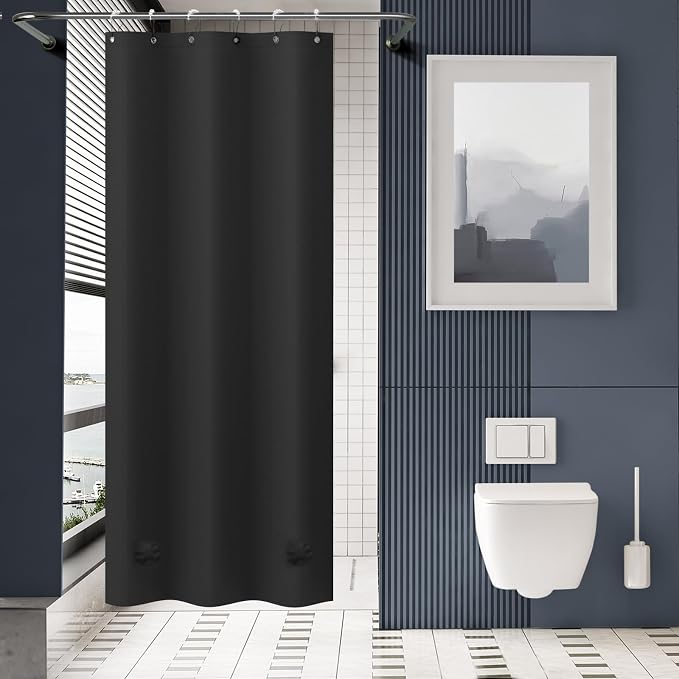 AmazerBath Stall Shower Curtain 36x72, Small Shower Curtain Liner Black Heavy by AmazerBath