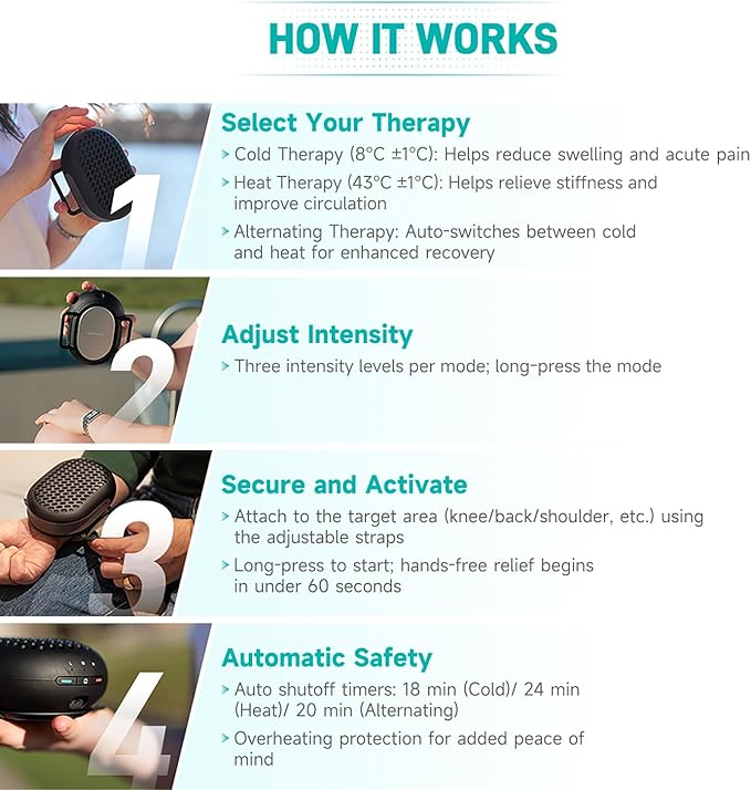 Nekteck Portable Cold Therapy Machine Recovery Therm Cube for Pain Relief, Valentines Day Gifts for Men Women, Rechargeable 3-in-1 Heat and Cold Contrast Therapy for Knee, Shoulder, Back, Leg