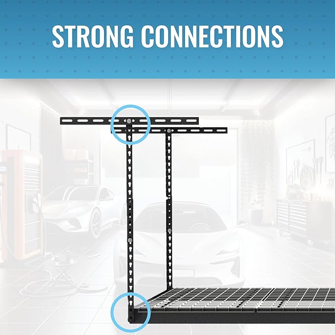 2-Pack 4 x 8 MonsterRax Overhead Garage Storage Rack, Ceiling Racks for Garage, Organization Shelving, Adjustable Hanging Shelf, Grey, 24"-45" Height Adjustment