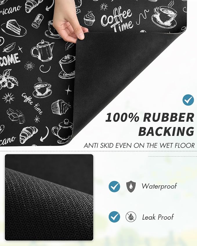 AMOAMI-Coffee Mat Hide Stain Rubber Backed Absorbent Dish Drying Mat - Image 5