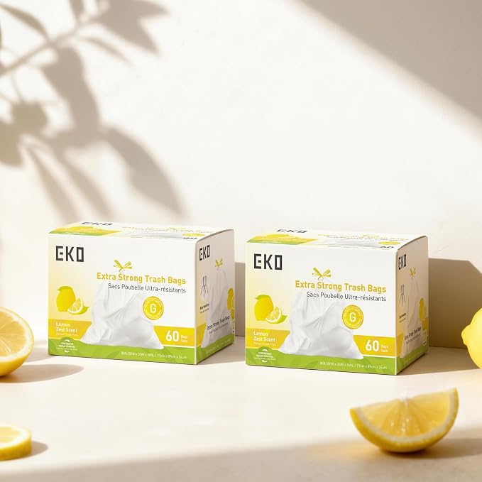 EKO 21 Gallon / 50-90 Liter, Extra-Strong Garbage Bags, Lemon Zest Scent - Image 6