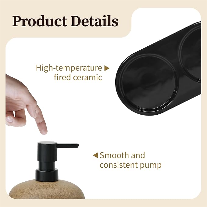 10oz Ceramic Hand Soap Dispenser, Elegant Liquid Soap Dispenser - Image 6