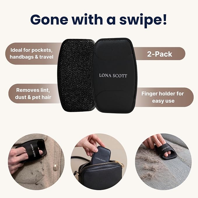 Pocket Lint Brush x2, Reusable Lint Remover & Lint Roller - Image 2