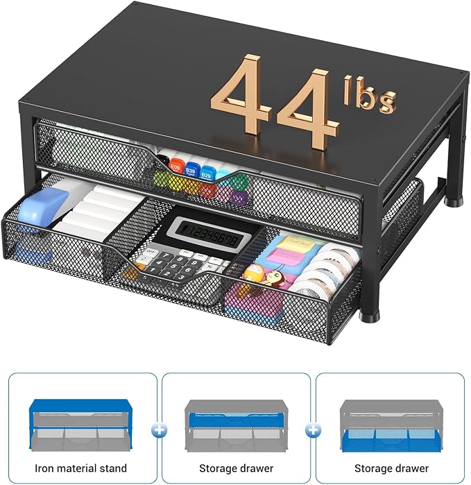Desk Organizer and Accessories, 2-Tier Computer Monitor Stand Riser - Image 8