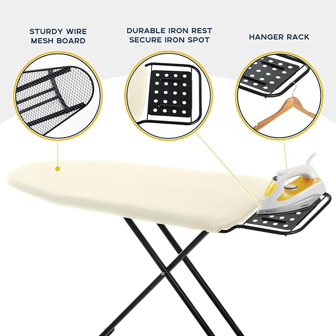 Ironing Board Full Size, RAINHOL Ivory 43x13 Compact Iron Board - Image 4
